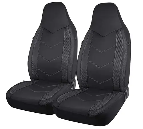 PIC AUTO High Back Car Seat Covers - Sports Carbon Fiber Mesh Design, Universal Fit, Airbag Compatible (Black)