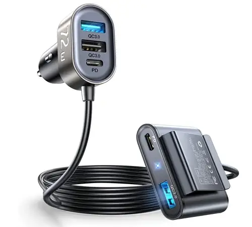 usb-c car charger with fast charge technology